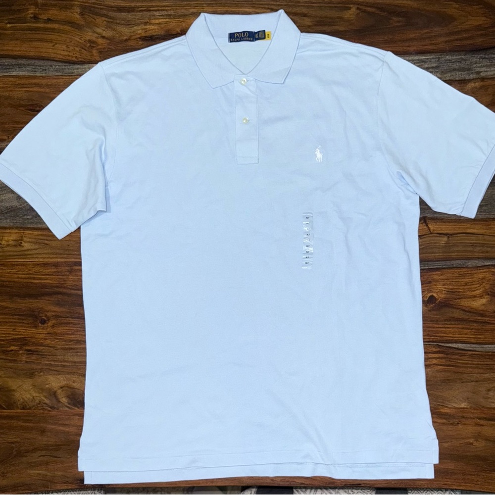 POLO RALPH LAUREN Men’s Big & Tall Classic Fit Cotton Mesh Light Blue Shirt Size